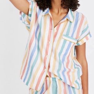 Madewell Rainbow Stripe PJ Top Short Sleeve